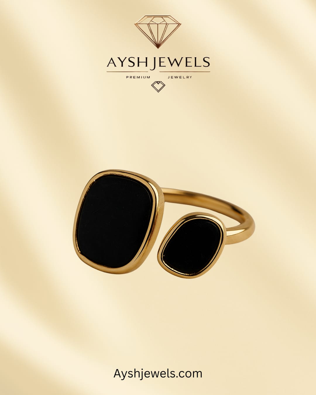 Solid double black stone ring